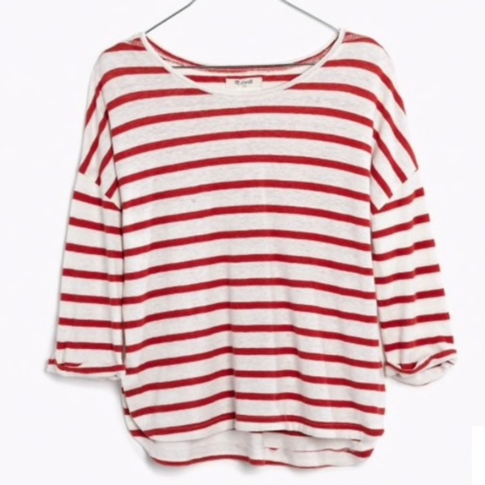 Madewell Audio Boat Neck Striped Tee Elbow Sleeves